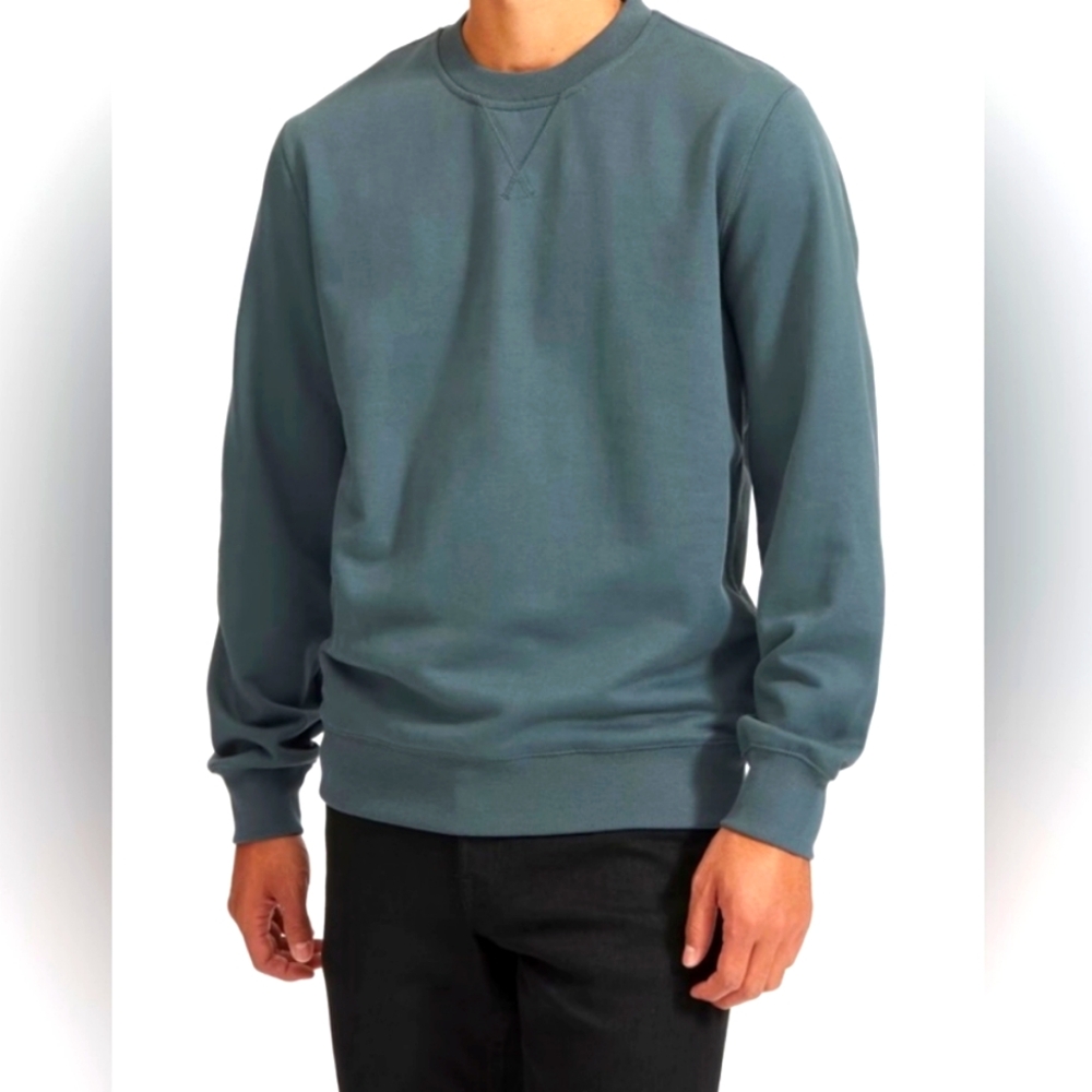 Everlane Uniform French Terry Pullover Sweatshirt sz M forest green